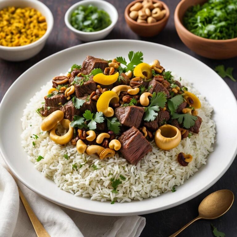 Beef and Rice with Cashews and Raisins Recipe